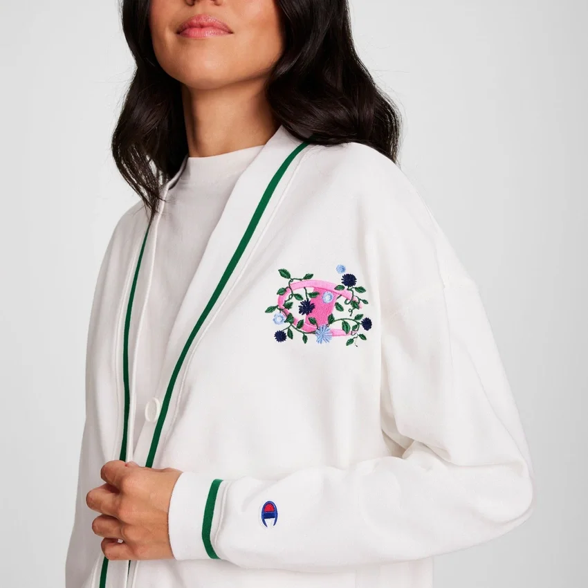Cardigan Country Club, C Logo floreale ricamato