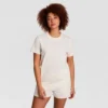 T-shirt classica, scritta tono su tono sul lato sinistro del petto