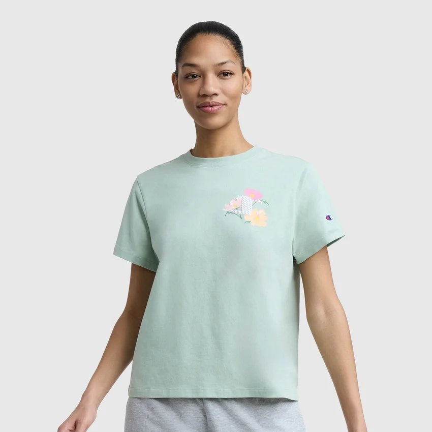 T-shirt con grafica “C” in rete floreale, C Logo