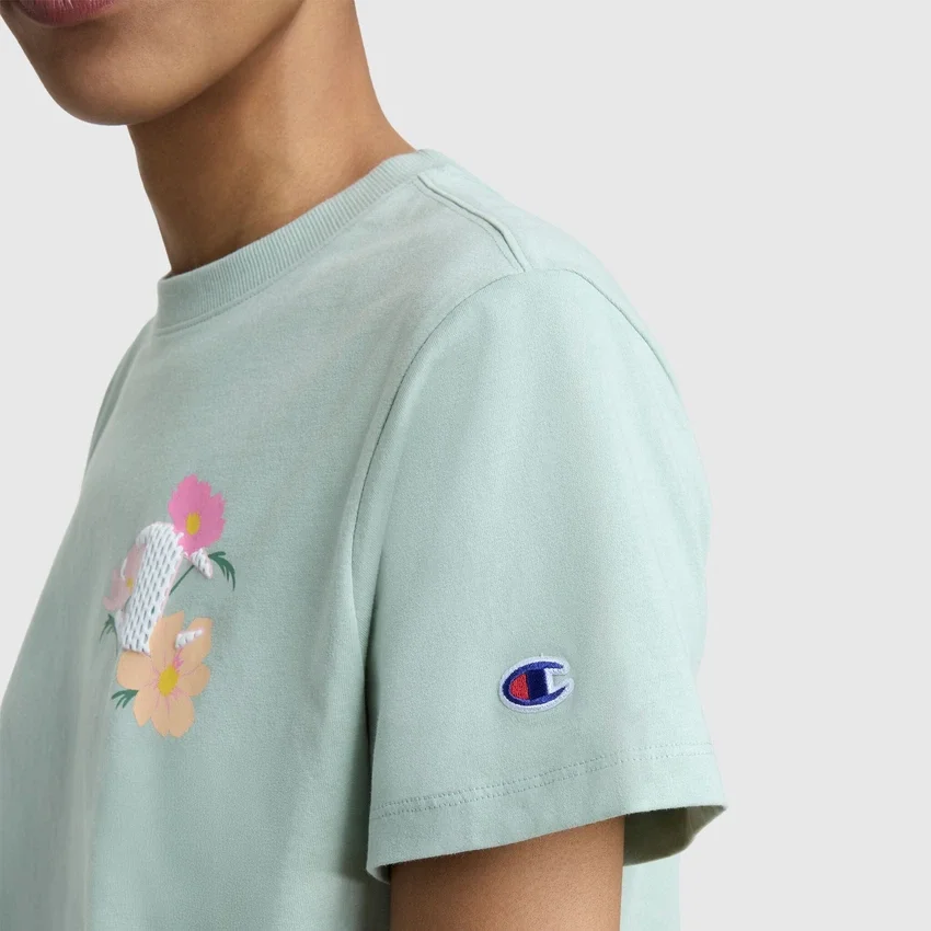 T-shirt con grafica “C” in rete floreale, C Logo